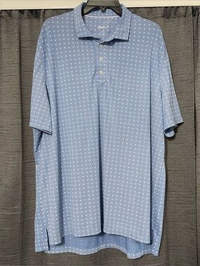 Johnnie-O Diamond Performance Golf Polo Shirt Size XXL Blue White Active EUC
